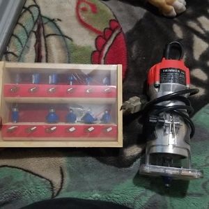 1/4 Electric Hand Trimmer Wood Laminate Palm Router Joiner Tool 580W and bits